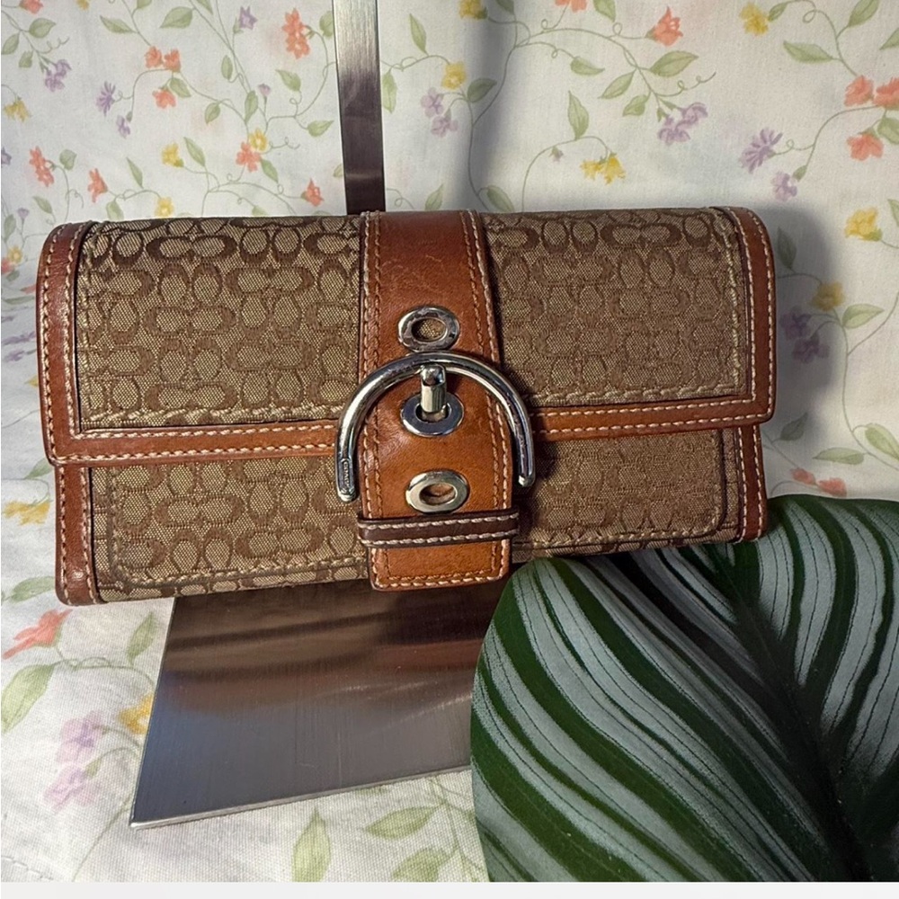 Coach Brown and Tan Signature Wallet